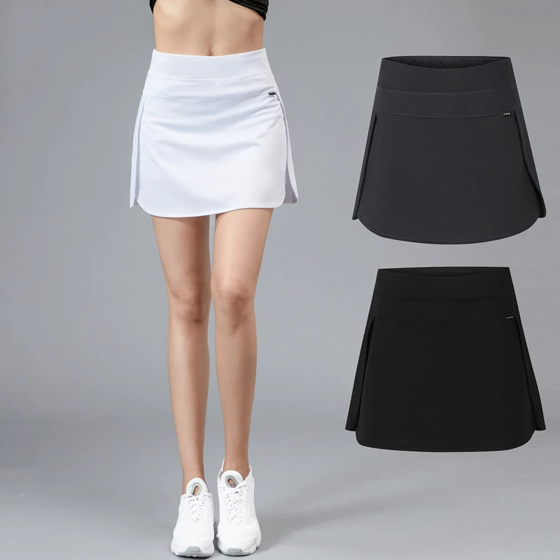 

Летняя женская короткая юбка с эластичной талией, имитация двух частей, с разрезом, высокая талия, повседневная, универсальная, недорогая, для фитнеса