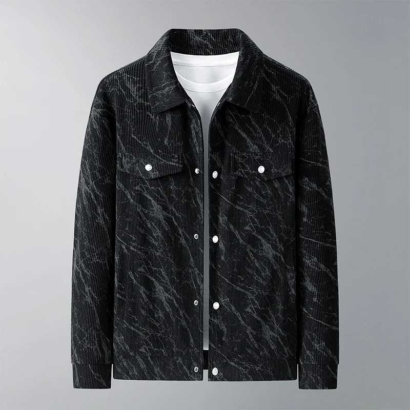Spring Autumn Fashion Jacket for men Casual Patterned Men's Jacket Slim Fit Comfortable Casual Business Outerwear Lapel Coat
