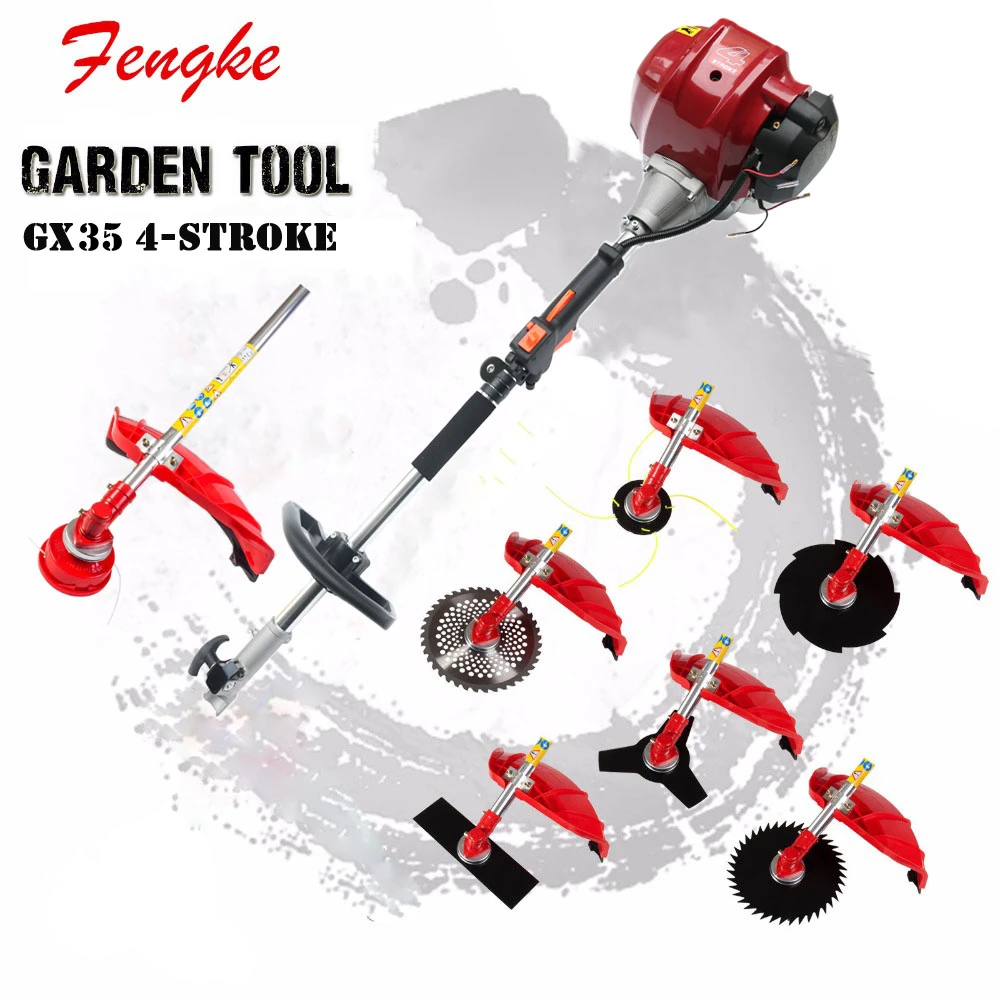 35.8cc 1.2Kw Gas String Trimmer 4-Cycle Gas Brush Cutter Straight Shaft 4 in 1 Cordless Grass Edger Weed Wacker Gasoline Power