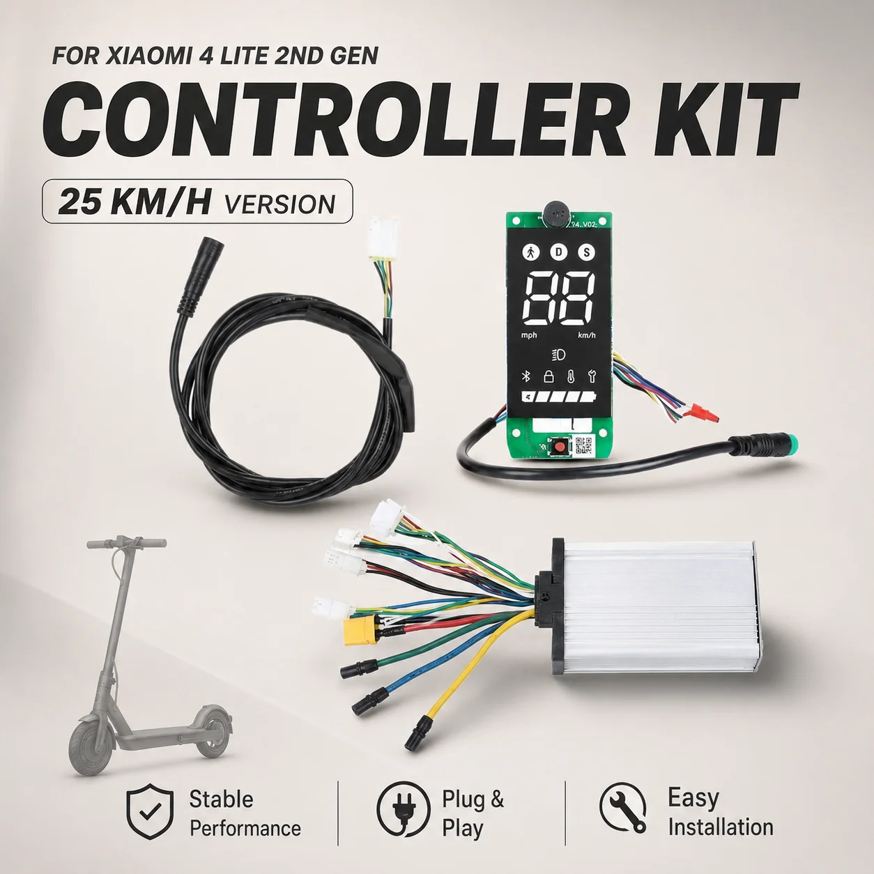 25km/h Speed Controller Kit For Xiaomi 4 Lite 2nd Gen Electric Scooter With Bluetooth Module Dashboard Cable Set