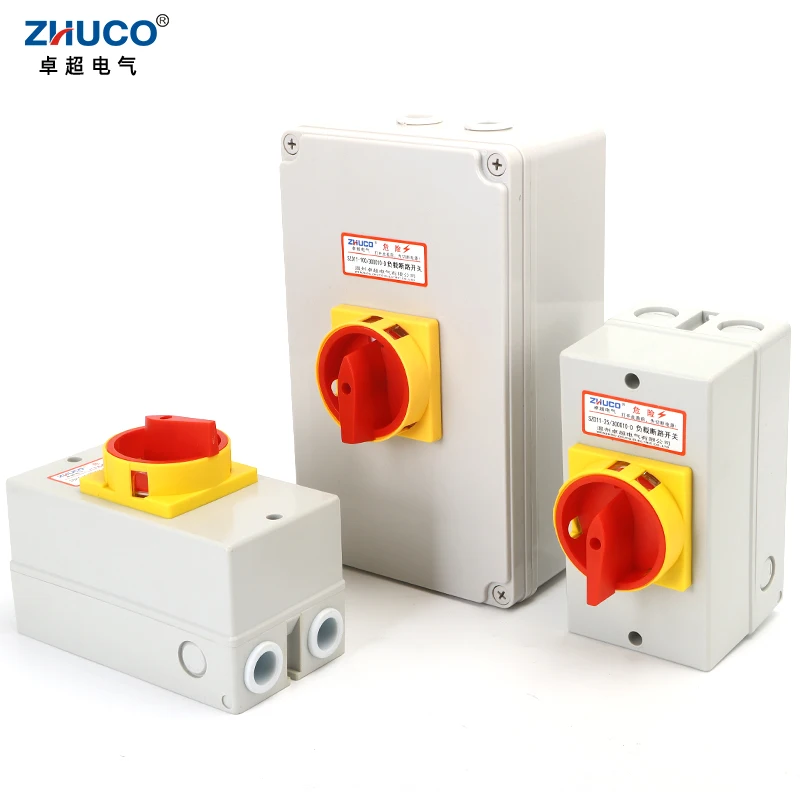 ZHUCO-interruptor de encendido y apagado con caja impermeable, aislador de leva rotativa de 3 polos, bloqueo de almohadilla, 3 P, SZD11-100/300010-D 100A