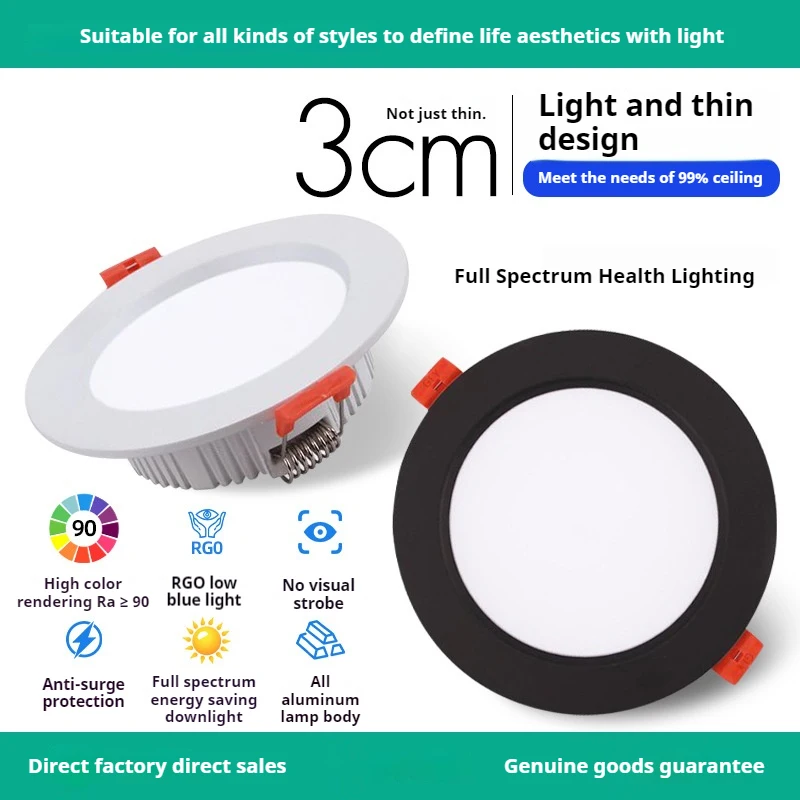 LED Downlight Chips 5W 7W 9W 12W 18W Recessed Spot Thick Aluminum Ceiling Lamp Spotlight Bedroom Kitchen Decor Panel Light