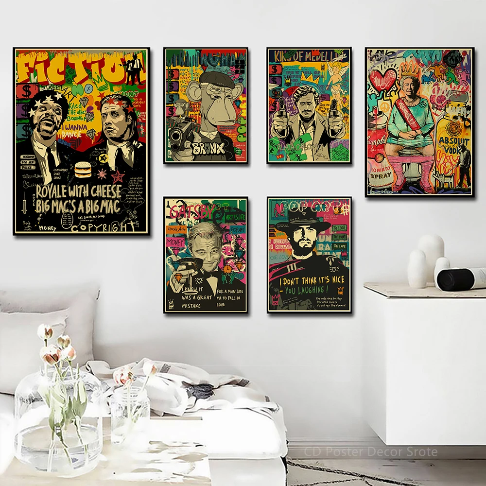 Street Art Mural Poster Abstract Graffiti Posters Print Banksy Portraits Wall Painting Vintage Room Home Decor Aesthetic Picture