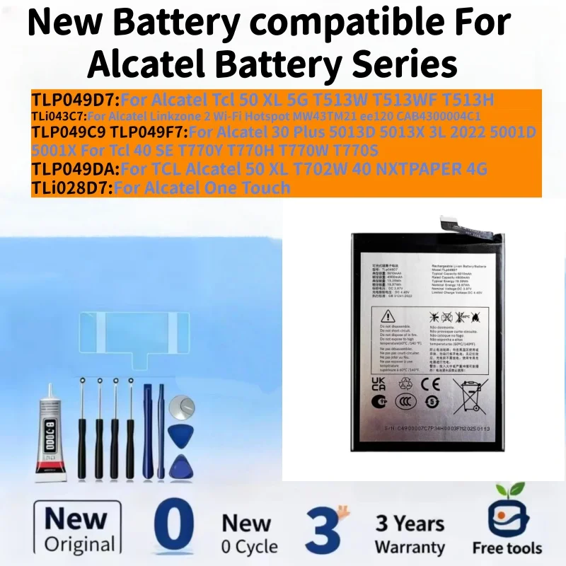 New Battery compatible For Alcatel Tcl 50 XL 5G T513W/ Linkzone 2 / 30 Plus/50 XL / One Touch Phone Batteries+ Free Tools