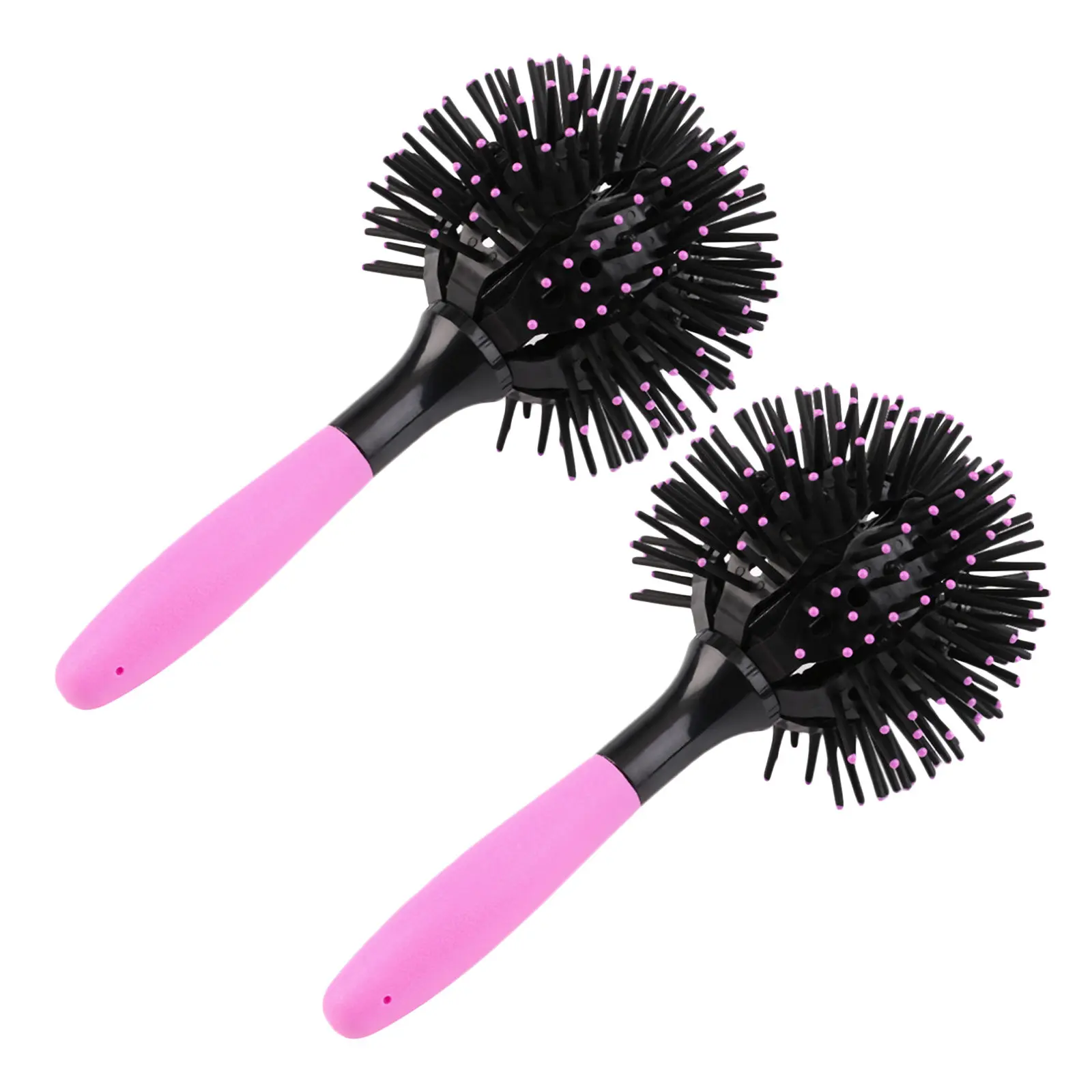 

2Pcs 3D Round Hair Brushes for Styling Thick Curly Hair - Portable Blow Drying Detangling Tool with Spherical Design for Salon