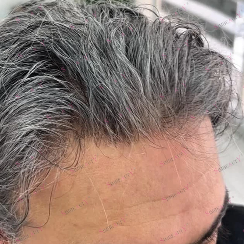 

Натуральная линия волос Old Man, серый 1B65 1B50, система человеческих волос, протез, незаметная тонкая основа для кожи, супер прочный мужской парик