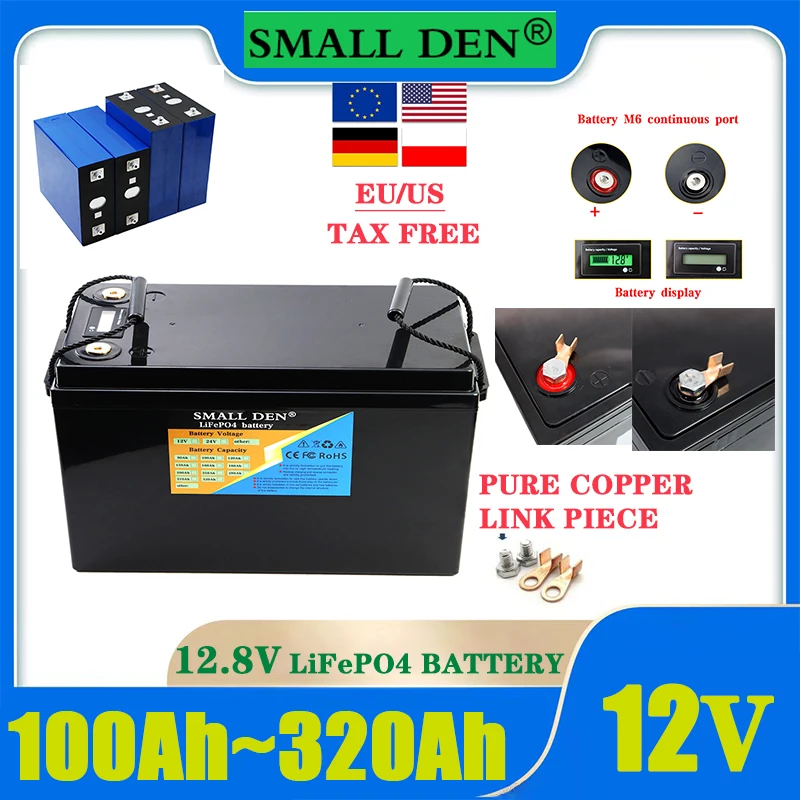 Brand New 12V 100Ah~320Ah LiFePO4 Battery 4000-6000 Cycle RV Camping Car Golf Car Off road Off grid Solar Battery Pack