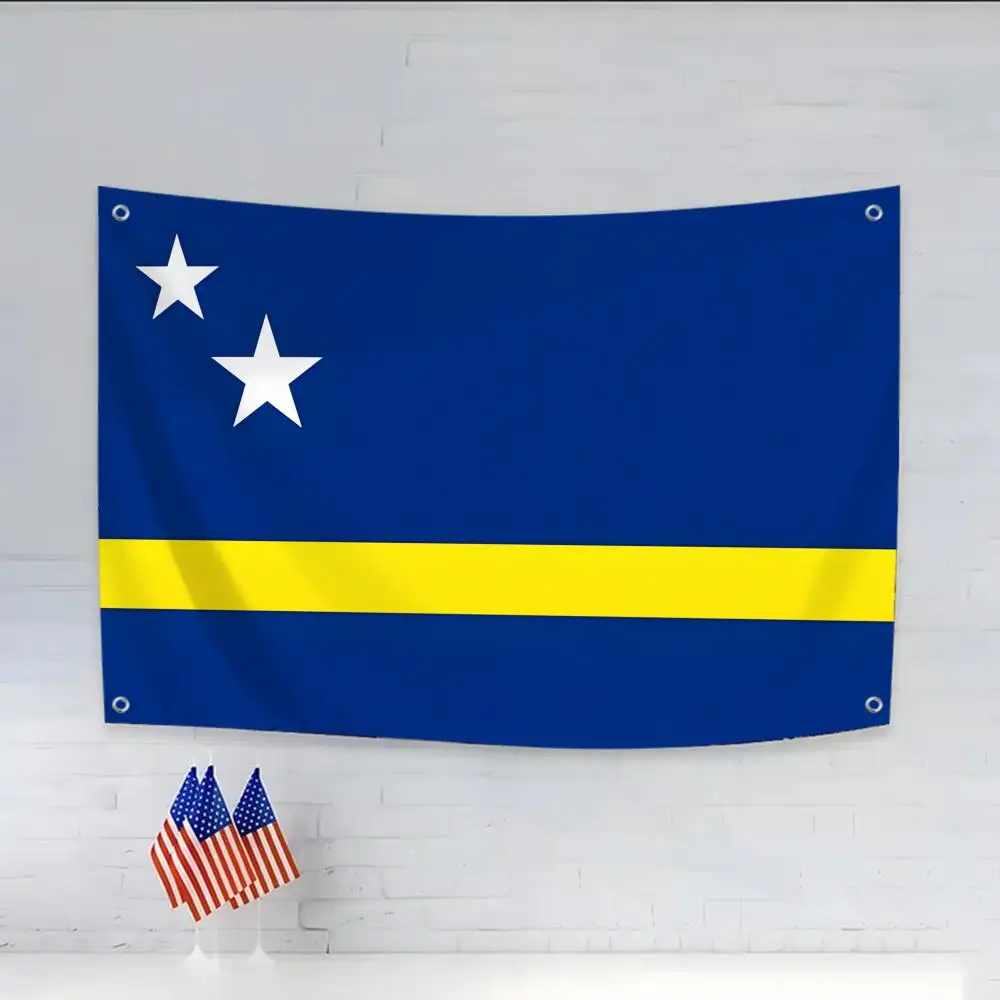 2026 Flag of Curacao Flags Daily four rings hanging no edging for indoor use and outdoor decor easy hanging