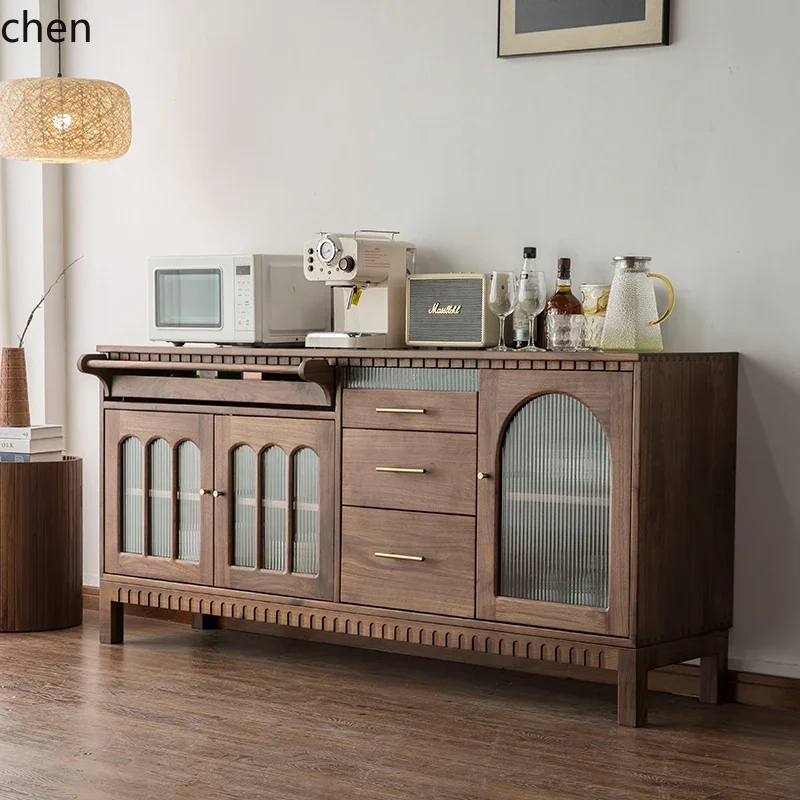 TQH-c13  side cabinet, all solid wood retro style, integrated storage against the wall, large-capacity locker