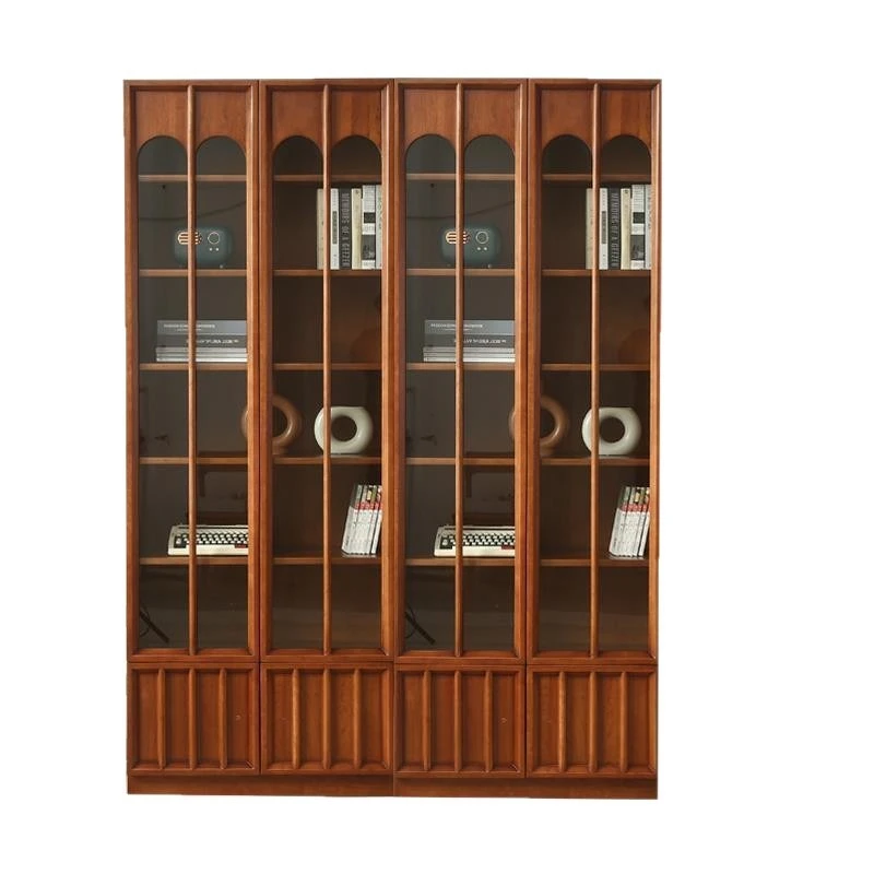 Medieval log glass door wine cabinet display cabinet bookcase locker
