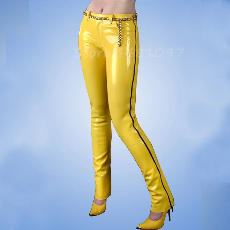 

Latex Hot Sexy Handmade Pants with Zipper Rubber Clothes for Women Without The Metal Belt