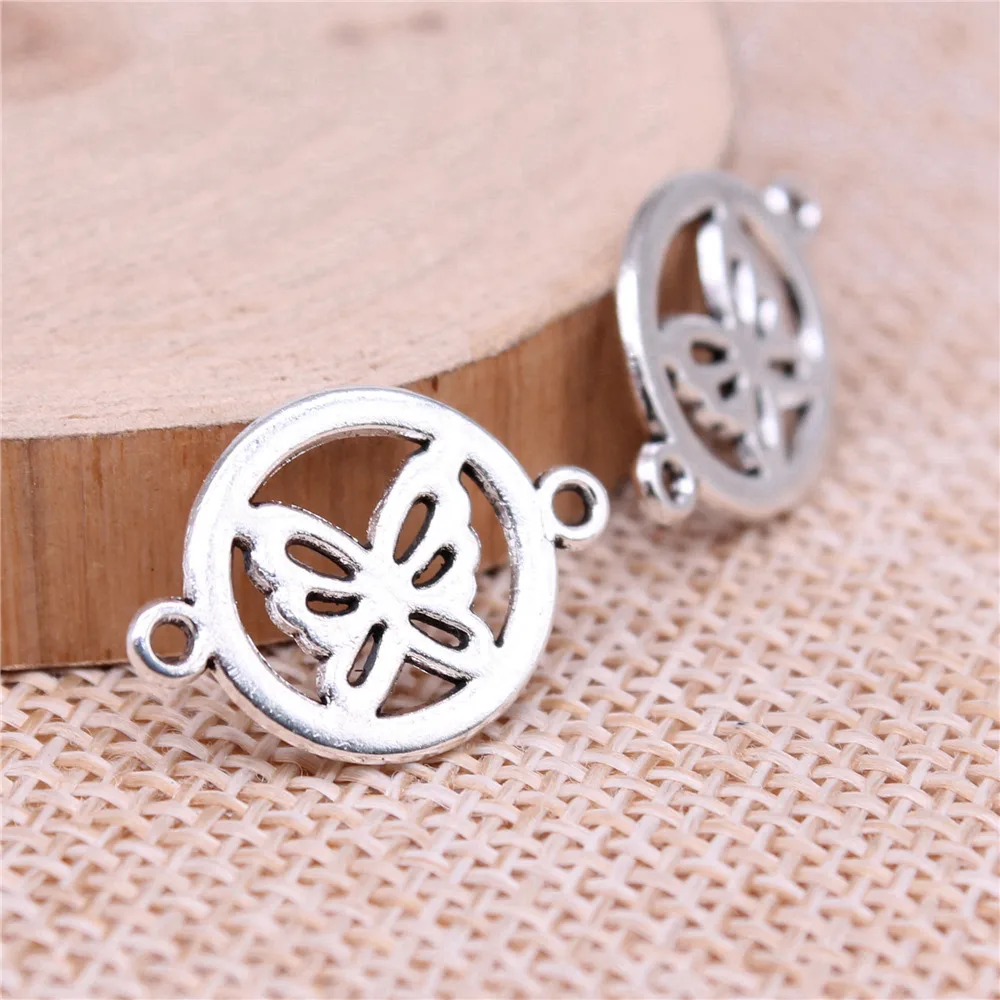 

Women Accessories Round Butterfly Connector Charms Jewellery Making Supplies 20x14mm 20pcs