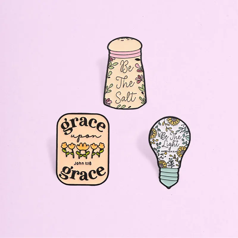 Be The Salt Grace Upon Grace And Inspire And Create Light Bulb Design Pin Alloy Brooches Lapel Backpack Gifts For Believer