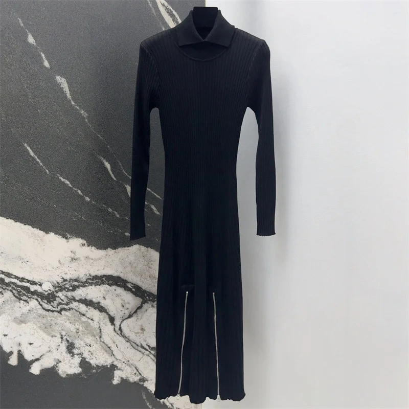 Casual women\'s dresses New elastic knitted slim long dresses for autumn 2024 High quality wool blend Midi dresses party dresses