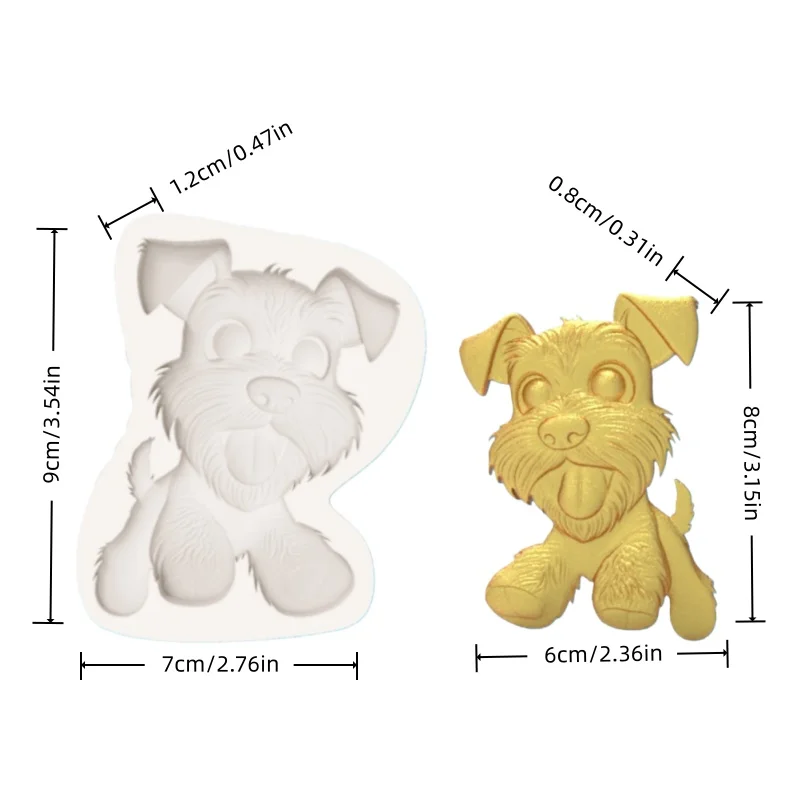 Puppy Mold with Erect Ears and Sticking Out Tongue, Silicone Mold for Homemade Chocolate Dessert Decoration