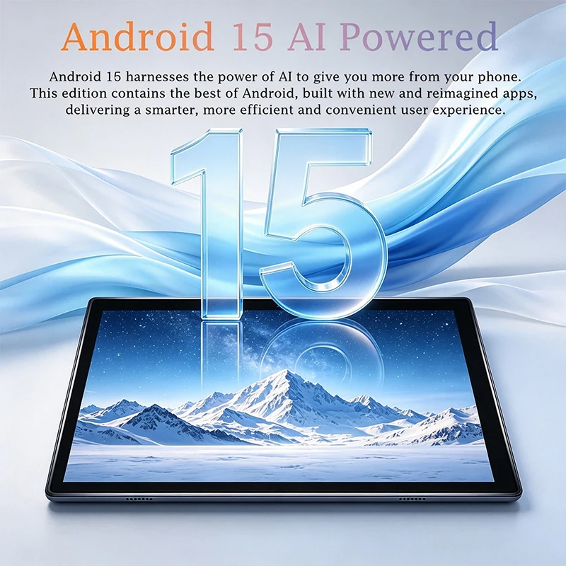 2026 Android 15 Tablet 10.1 Inch Octa-Core Processor 6GB RAM 128GB ROM  6000mAh Battery Dual Band 2.4GHz 5GHz WiFi  Bluetooth