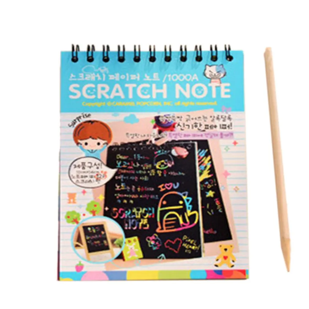 Y031 Creative Color Diy Coil Scratch Picture Children's Graffiti Sketch Book Scratch Painting Blue