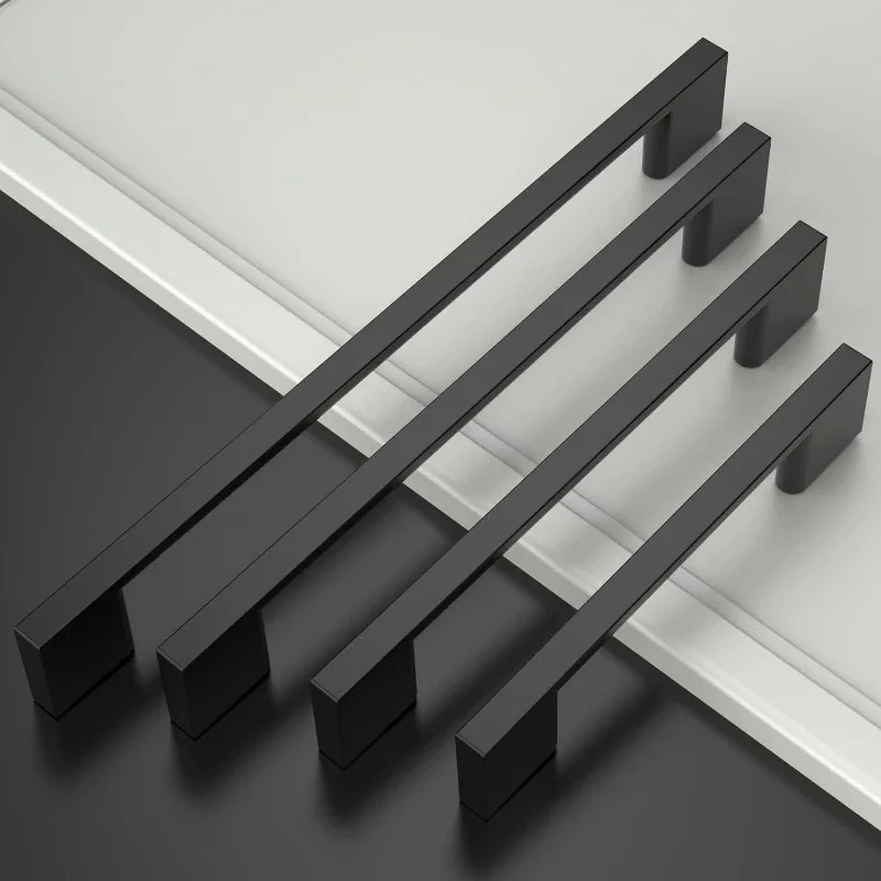 Black Aluminum Cabinet Pull Nickel Brushed Wardrobe Wine Door Handles Minimalist Furniture Handles Bright Silver Drawer Hardware
