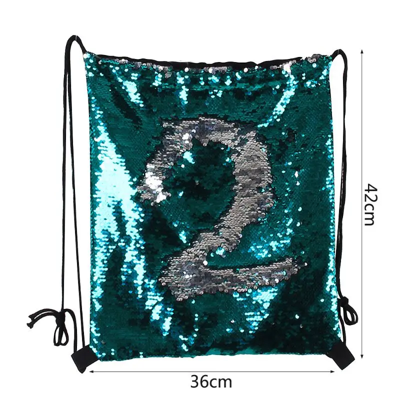 Reversible Sequins Storage School Gym Drawstring Bag Backpack