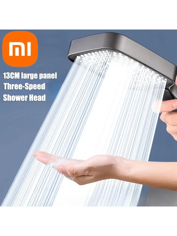 Xiaomi 13cm painel grande 3 modos ajustável casa cabeça de chuveiro massagem alta pressão elemento