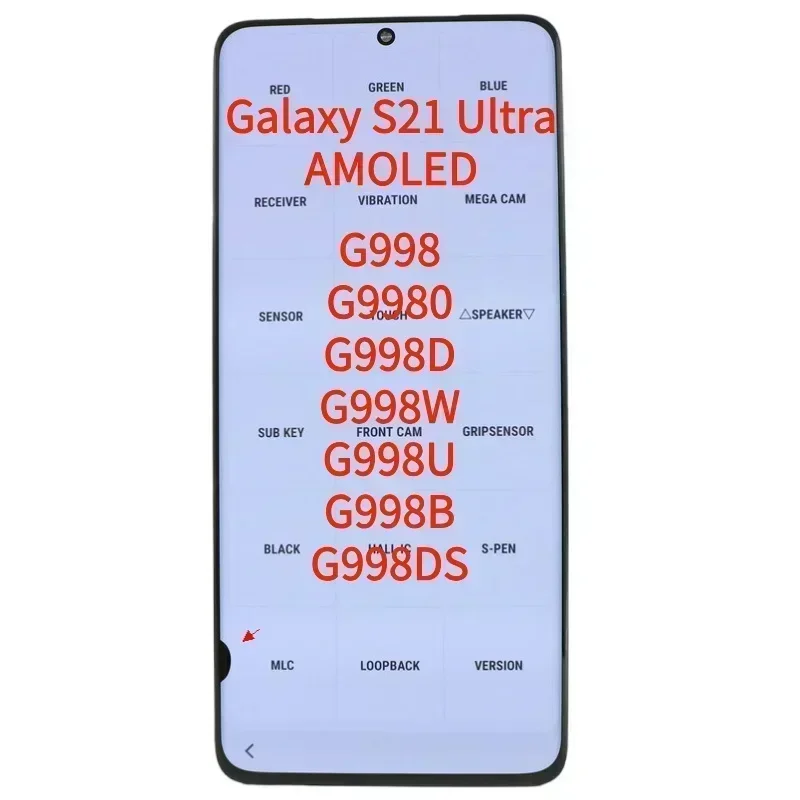 

ЖК-дисплей Super AMOLED 6,8 ''для Samsung Galaxy S21 Ultra 5G Screen G998 G998U G998B G998F/DS, дисплей с сенсорным экраном и дигитайзером в сборе