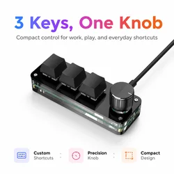 Macropad Macro Programming Keyboard RGB Mini Hot Swap Gaming Custom Knob Keypads Red Switch 3 Keys Knob For Photoshop Multimedia