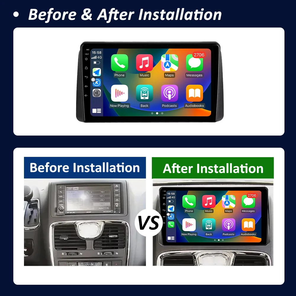 for Chrysler Grand Voyager 5 2011 - 2015 For Dodge Grand Caravan 2008 - 2020 Android Car Radio Multimedia Player GPS Navi BT 4G