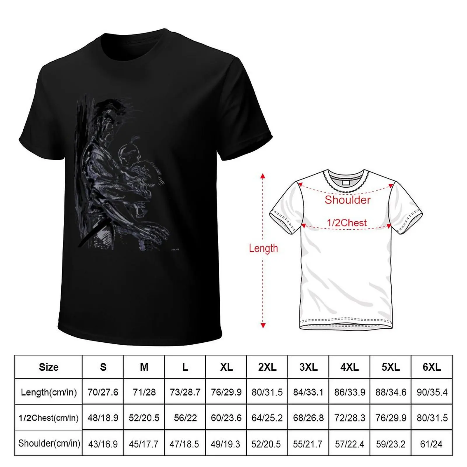 LONE WOLF AND CUB 2 Sticker T-Shirt Basic Simple Design Short Sleeve Shirt