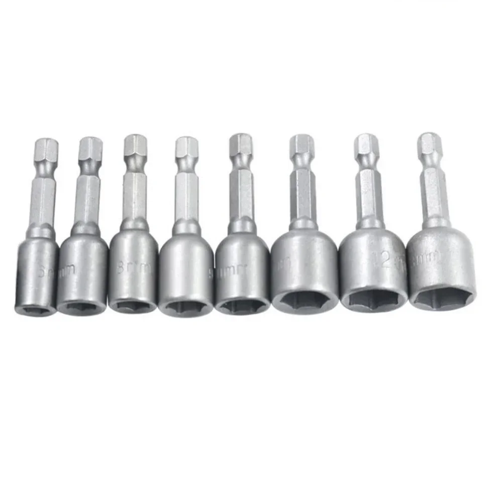 2PCS Impact Socket 6-13mm Magnetic Nut Screwdriver Quick Release 1/4in Hex Electric Drill Bit For Cordless Magnetic Drivers