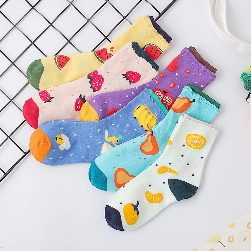 Chaussettes mi-longues à nervures à bulles pour femmes, gels de fruits de dessin animé Harvey, chaussettes carillons douces et décontractées, vente en gros, nouveau produit