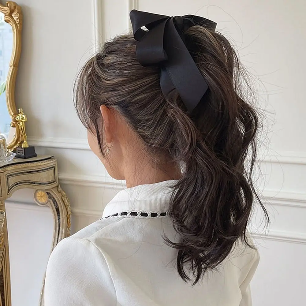 

Women Hair Accessories High Ponytail Fixed Vertical Clip Bowknot Korean Style Hair Clip Girls Hairpin Bow Headwear Banana Clip