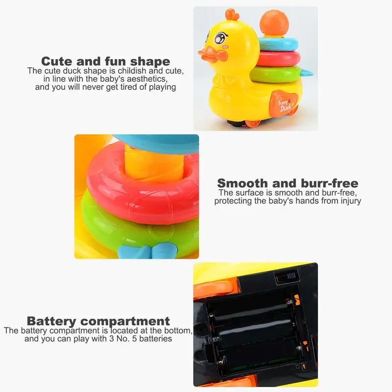 Toddler Musical Duck Toy Early Educational Toys For Infants And Young Children Electric LED Light Music Cute Duck Ring Teether