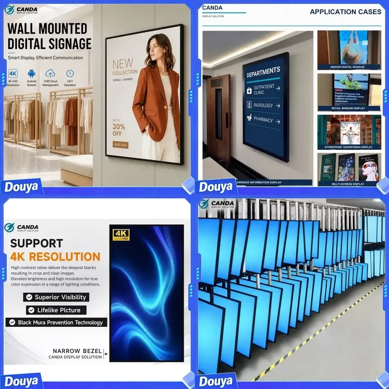 Indoor Advertising Screen Lcd Media Player Video Digital Signage Small Screen Wall Mount Screen Digital Sign Displays
