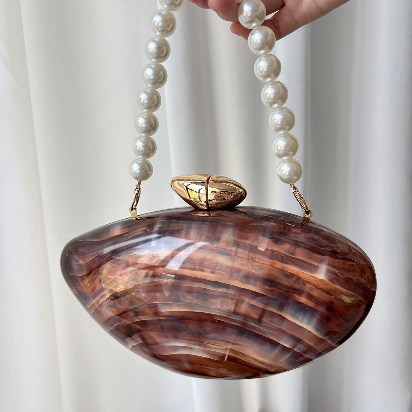 Shimmer Stripe Acrylic Shell Bag Women Handbag Transparent Fashion Evening Bag Wedding Party Clutch Purse Shoulder Crossbody Bag