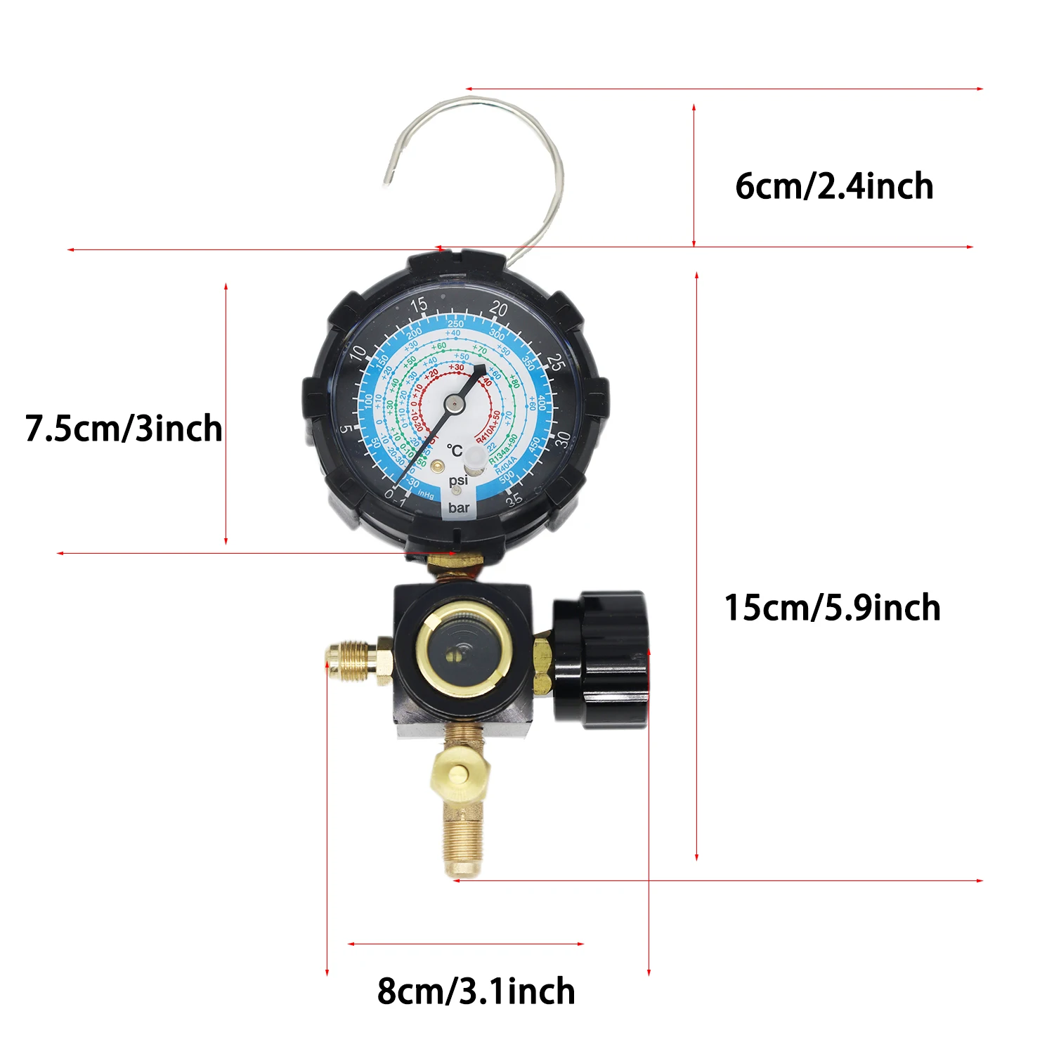 Black Air Conditioner Refrigerant Low and High Pressure Gauge for R410A R134A R22 R404A A/C Diagnostic Refrigerant Charging Tool