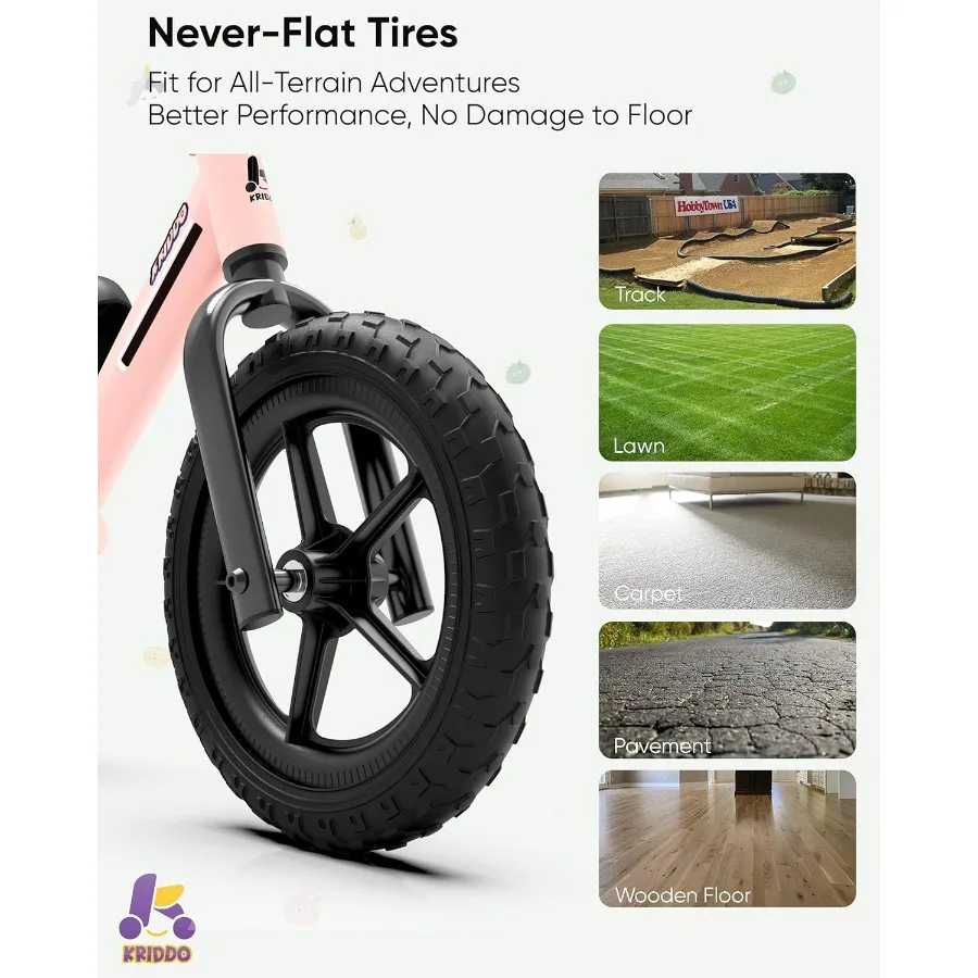 จักรยานทรงตัวสำหรับเด็กวัยหัดเดิน อายุ 2 ปี จักรยานทรงตัวสำหรับเด็กอายุ 2-5 ปี ลูกปืนคู่เพื่อการขับขี่ที่ราบรื่นขึ้น ที่นั่งปรับระดับได้พร้อมแผ่นรองนั่งน่ารัก