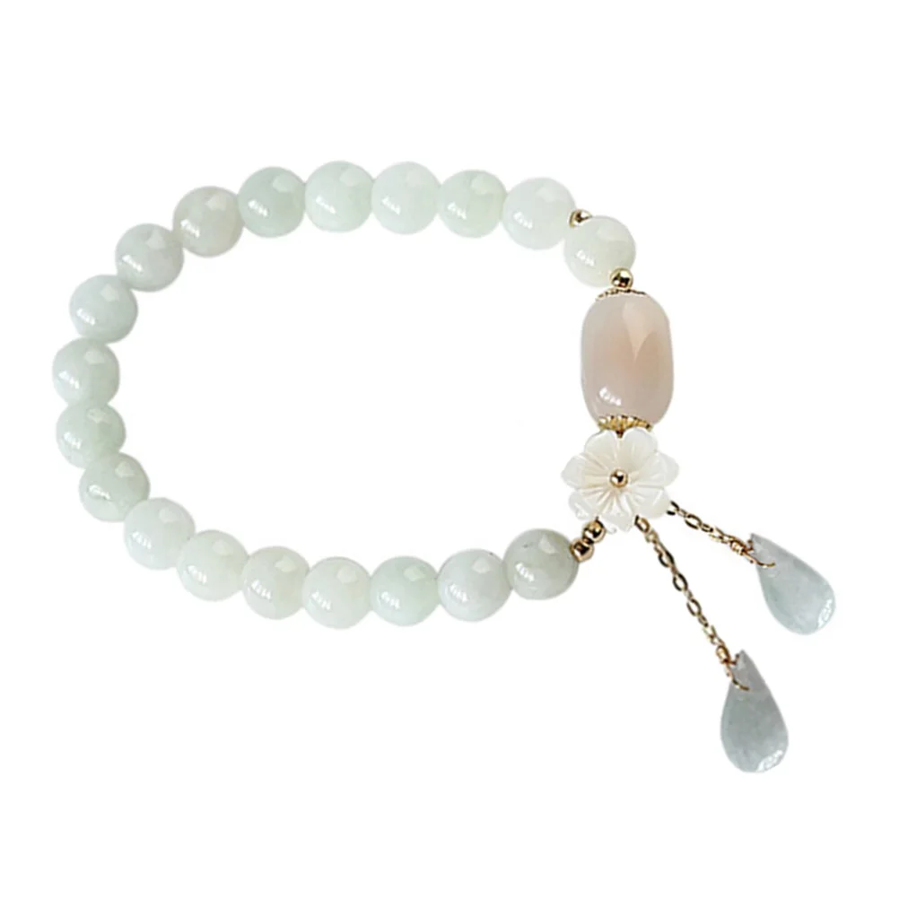 

Jade Bracelet Beaded Stretch Women Crystal Cuff Bangle Ladies Bracelets Smooth High Polished Durable Elegant Gift