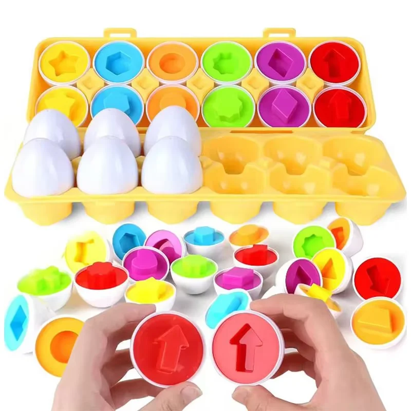 Montessori Education Smart Eggs Toys for Children 2 3 Year Old Matching Puzzle Learning Sensory Eggs Colors Shapes Sorter Games