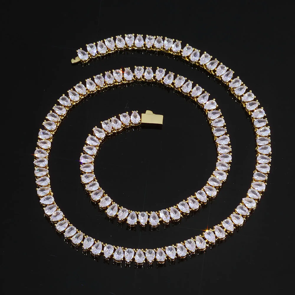 

HHIOK модная теннисная цепочка с каплями льда 6 мм 5А с кубическим цирконием в стиле хип-хоп, изысканное мужское и женское ювелирное ожерелье