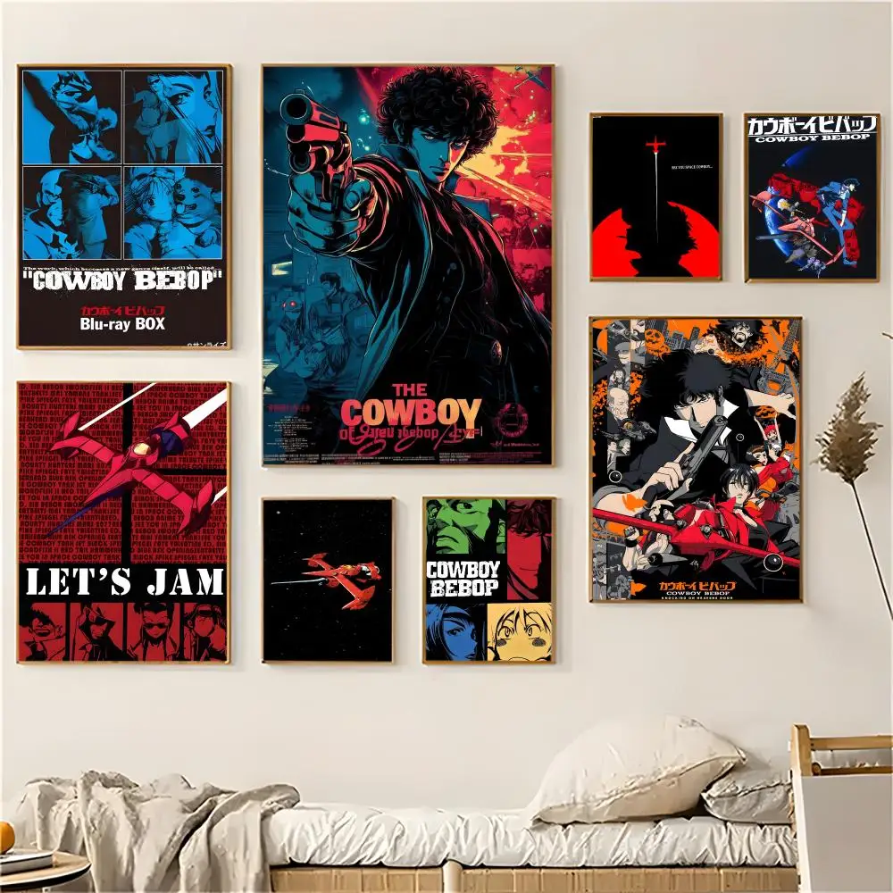 

Anime C-Cowboy B-Bebop Retro Modern Wall Art Poster Sticker for Living Room Bedroom Bar Home Decor Mural Painting Decoration