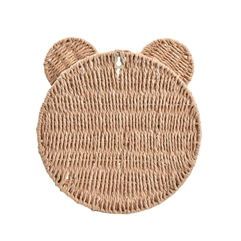 Bear Ear Floating Shelves Rattan Woven Wall Shelf Hanging Storage Basket Small Plant Display Rack Home and Dropshipping