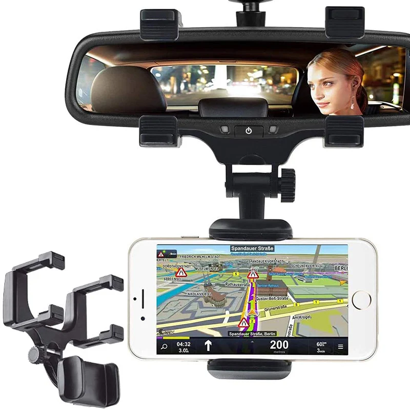 

Car RearView Mirror Phone Holder Monunt 360° Rotation Cellphone bracket Smartphone Stand for IPhone /Android Car Accessories