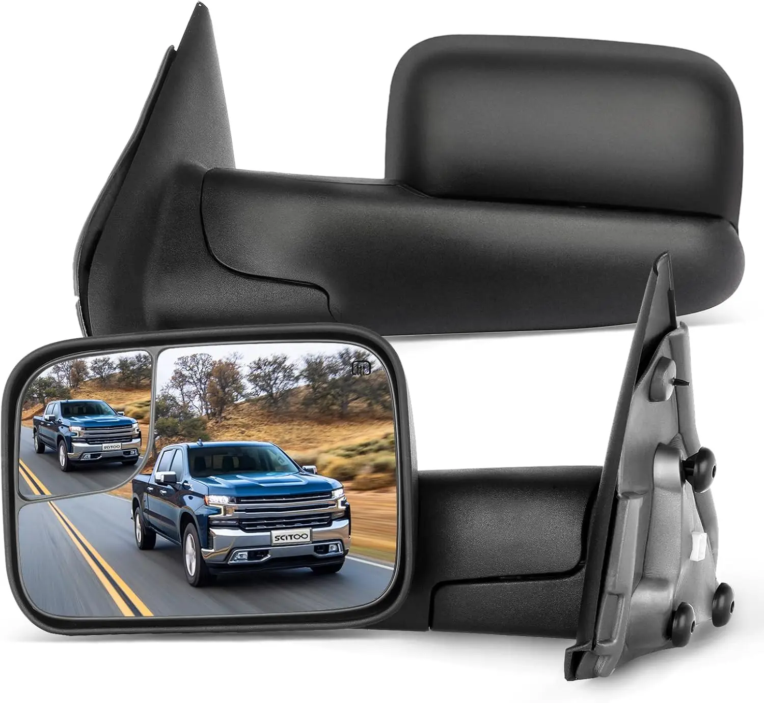 Towing Application, Plastic Material, Black Color, Telescoping and Blind Spot Features for Dodge Ram Exterior