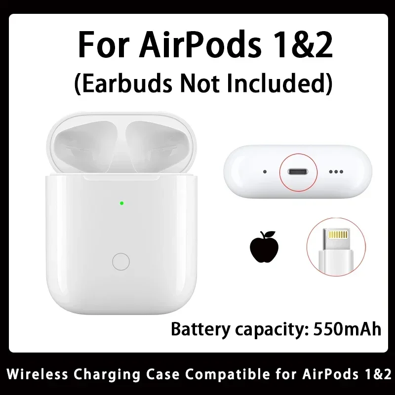 Vervanging van draadloze oplaadcassette voor originele Airpods Pro 1/2/3 generatie, vervanging van de opladerdoos met 【USB Type C】 Opladen