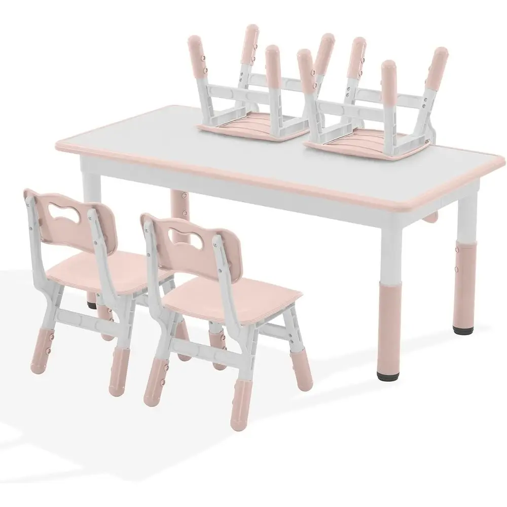 

Kids Study Table and Chairs Set, Height Adjustable Toddler Table and Chair Set or Kids Ages 3-8, Graiti Desktop Plastic Children