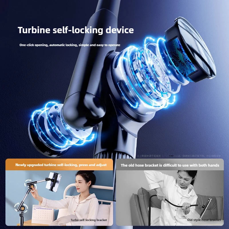 ‌Adjustable Height Floor Stand for Tablet Phone, Hands-Free Holder, Live Streaming Overhead Mount Bluetooth Remote Control