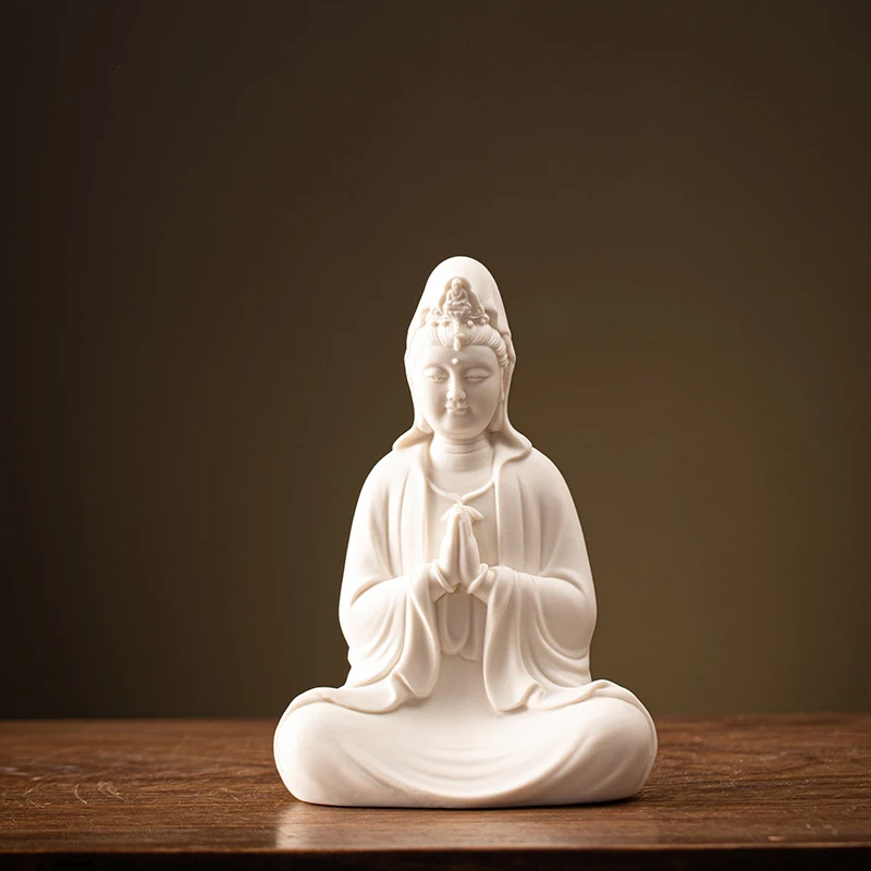 Chinese-Style Bodhisattva Statue For Living Room, Guanyin Worship Background Light, Zen-Inspired Backflow Incense Burner