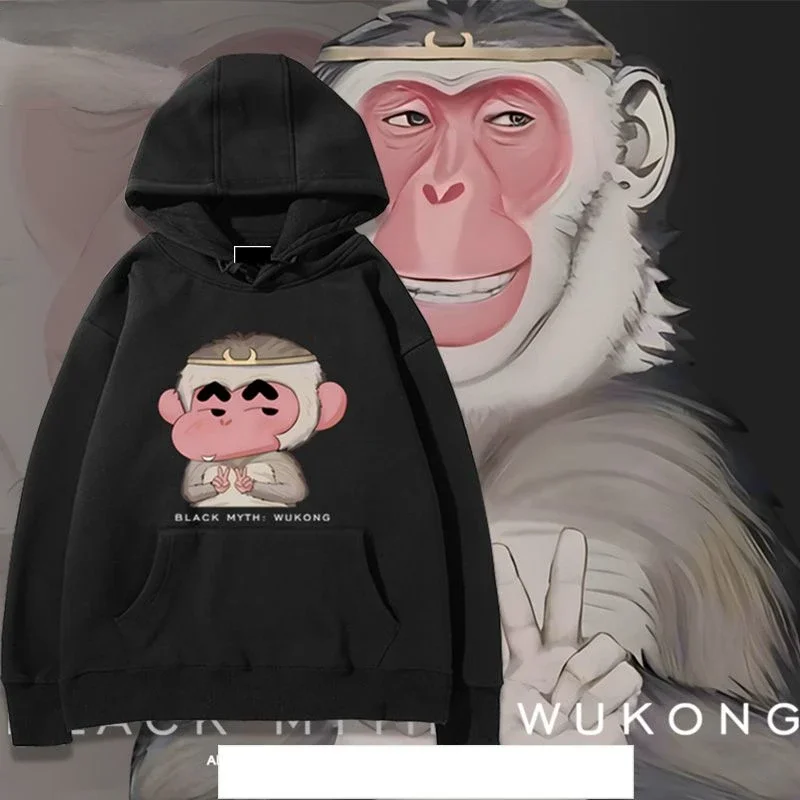 Black Myth: Wukong Game Surrounding Q Version Wukong Hooded Guards Anime Autumn and Winter Long Sleeve for Men and Women