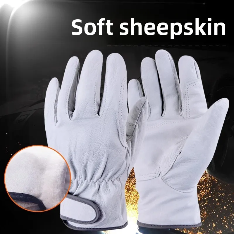 Labor Protection Leather Gloves Men's Short Leather Wear-resistant Soft Protective Machinery Construction Maintenance Work