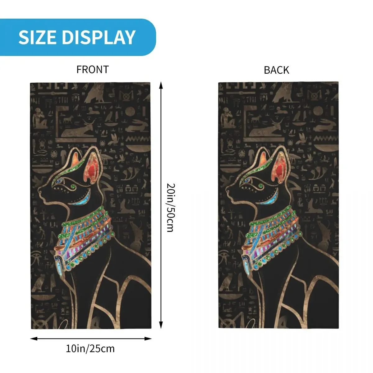 Egyptian Cat Bastet Bandana Neck Cover Printed Egypt Pharaoh Ethnic Balaclavas Face Mask Scarf Multi-use Headband Riding for Men